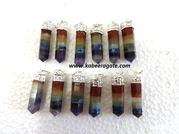 Chakra Bonded Pencil Pendants (Silver)