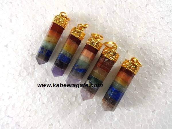 Chakra Bonded Pencil Pendants (Golden)