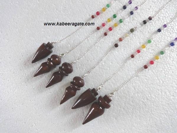 Assorted Wooden Pendulum with Chakra Chain