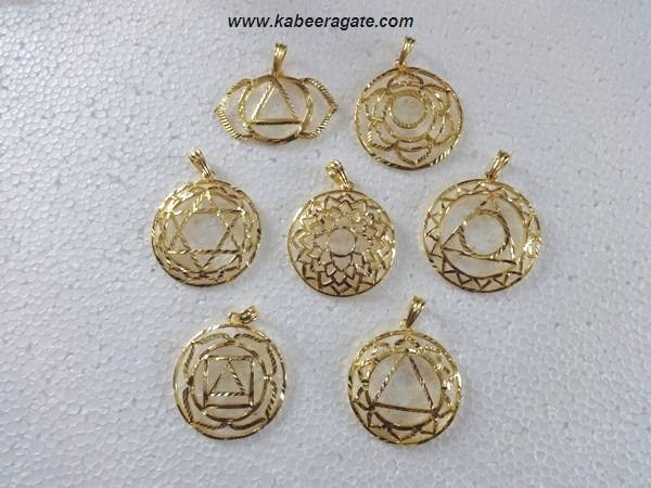 Chakra Symbol Pendant Set Gold Finish