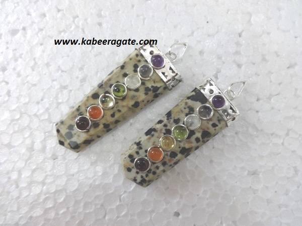 Dalmatian Jasper Chakra Flat Pendants