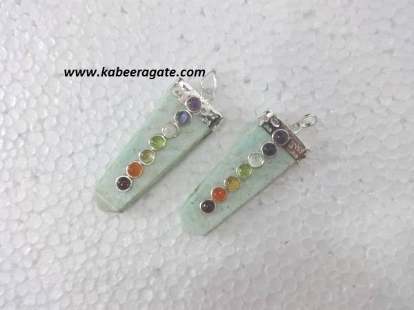 Amazonite Chakra Flat Pendants